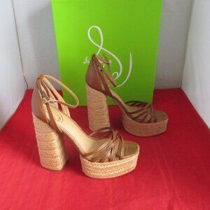 Sam Edelman Women's Kade Platform Sandal $170 - US Size 9 1/2 - Cognac - 1094